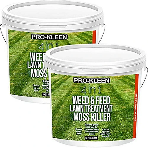 Pro-Kleen 4 In 1 Weed And Feed Lawn Treatment With Moss Killer - Greens Grass, Kills Weeds & Moss & Fertilises Grass 5kg 1 Pro-Kleen 4 In 1 Weed And Feed Lawn Treatment With Moss Killer - Greens Grass, Kills Weeds & Moss & Fertilises Grass 5kg