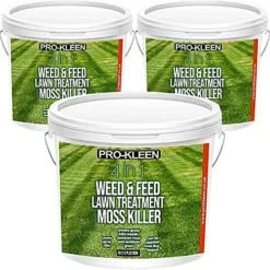 Pro-Kleen 4 In 1 Weed And Feed Lawn Treatment With Moss Killer - Greens Grass, Kills Weeds & Moss & Fertilises Grass 7.5kg