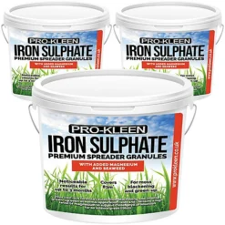 Pro-Kleen Iron Sulphate Spreader Granules, Covers Up To 100m2, For Grass Green Up, Ferrous Sulphate Dry Powder 3x2.5kg