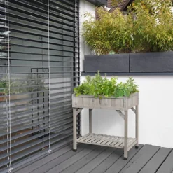 Raised Garden Planter- Herb Garden - Grey Wash (FSC 100%) 6 Raised Garden Planter- Herb Garden - Grey Wash (FSC 100%) -Outsunny Garden Zone raised garden planter herb garden grey wash fsc 100 4975149824304 03c MP