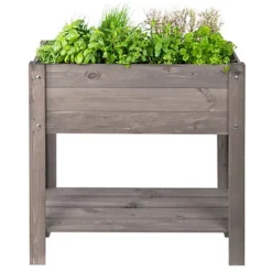 Raised Rectangular Wooden Garden Flowers Vegetables Planter
