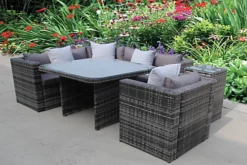 RATTAN DINING GARDEN WICKER OUTDOOR CONSERVATORY CORNER SOFA FURNITURE SET CUBE GREY -Outsunny Garden Zone rattan dining garden wicker outdoor conservatory corner sofa furniture set cube grey5060747360237 03c MP