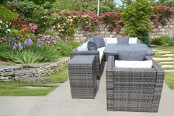 RATTAN DINING GARDEN WICKER OUTDOOR CONSERVATORY CORNER SOFA FURNITURE SET CUBE GREY -Outsunny Garden Zone rattan dining garden wicker outdoor conservatory corner sofa furniture set cube grey5060747360237 04c MP
