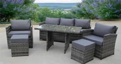 RATTAN WICKER CONSERVATORY OUTDOOR GARDEN FURNITURE DINING SET CORNER SOFA TABLE BLACK 6 RATTAN WICKER CONSERVATORY OUTDOOR GARDEN FURNITURE DINING SET CORNER SOFA TABLE BLACK -Outsunny Garden Zone rattan wicker conservatory outdoor garden furniture dining set corner sofa table black5060747360206 03c MP