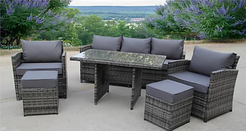 RATTAN WICKER CONSERVATORY OUTDOOR GARDEN FURNITURE DINING SET CORNER SOFA TABLE BLACK 3 RATTAN WICKER CONSERVATORY OUTDOOR GARDEN FURNITURE DINING SET CORNER SOFA TABLE BLACK - Image 3