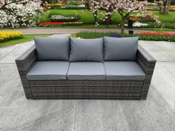 RATTAN WICKER GARDEN OUTDOOR 3 THREE SEATER SOFA CONSERVATORY FURNITURE PATIO COFFEE TABLE STOOLS STORAGE DINING SET GREY -Outsunny Garden Zone rattan wicker garden outdoor 3 three seater sofa conservatory furniture patio coffee table stools storage dining set grey5060747360459 03c MP