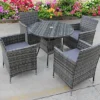 RATTAN WICKER GARDEN OUTDOOR WICKER BISTRO 4 FOUR GREY TABLE AND CHAIRS FURNITURE PATIO SET GREY
