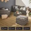 Ready Assembled 5-seater Deluxe Polyrattan Modular Garden Sofa Set - Sofa Armchair Footrest Coffee Table - Vinci - Grey Rattan