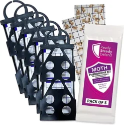 Ready Steady Defend Clothes Moth Pheromone Traps. 5 Hangers & 5 Traps