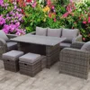 RECLINER RECLINE RATTAN WICKER CONSERVATORY OUTDOOR GARDEN FURNITURE SET DINING SOFA GREY