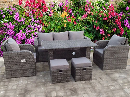 RECLINER RECLINE RATTAN WICKER CONSERVATORY OUTDOOR GARDEN FURNITURE SET DINING SOFA GREY 4 RECLINER RECLINE RATTAN WICKER CONSERVATORY OUTDOOR GARDEN FURNITURE SET DINING SOFA GREY - Image 4
