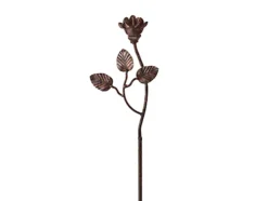 Rose With Leaf - Metal Flower Garden Stakes