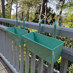 Sage Green Balcony Hanging Planters (Set Of 2) -Outsunny Garden Zone sage green balcony hanging planters set of 2 5055031304851 03c MP