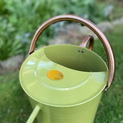 Sage Green & Copper Metal Watering Can With Rose (9 Litre) -Outsunny Garden Zone sage green copper metal watering can with rose 9 litre 5055031302031 04c MP