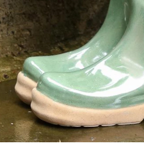 Sage Green Wellington Boot Outdoor Summer Ceramic Flower Pot Garden Planter Pot Gift For Gardeners 4 Sage Green Wellington Boot Outdoor Summer Ceramic Flower Pot Garden Planter Pot Gift For Gardeners - Image 4