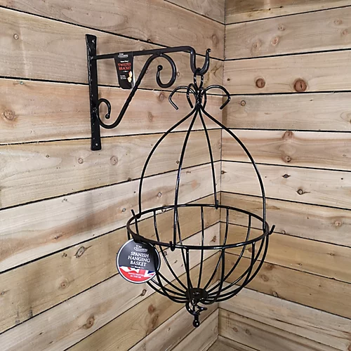 Samuel Alexander Black Metal Spanish Garden Flower Wall Hanging Basket Large 35cm 14 Inch - Without Bracket 1 Samuel Alexander Black Metal Spanish Garden Flower Wall Hanging Basket Large 35cm 14 Inch - Without Bracket