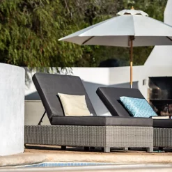 Santiago Rattan Sunlounger Set With Side Table In Grey -Outsunny Garden Zone santiago rattan sunlounger set with side table in grey5060933960869 03c MP