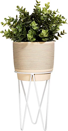 Sass & Belle Grey Striped Planter With Wire Stand 2 Sass & Belle Grey Striped Planter With Wire Stand - Image 2