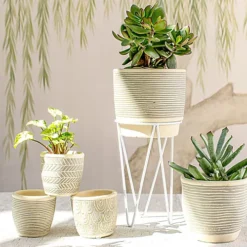 Sass & Belle Grey Striped Planter With Wire Stand 6 Sass & Belle Grey Striped Planter With Wire Stand -Outsunny Garden Zone sass belle grey striped planter with wire stand5059331209496 03c MP