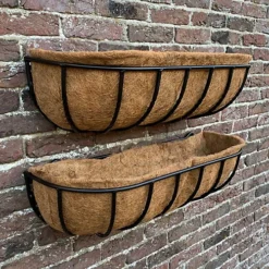 Set Of 2 Manor Garden Black Metal Wall Basket Manger Trough Planters (75cm) -Outsunny Garden Zone set of 2 manor garden black metal wall basket manger trough planters 75cm 5060575100487 03c MP