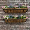 Set Of 2 Manor Garden Black Metal Wall Basket Manger Trough Planters (90cm)