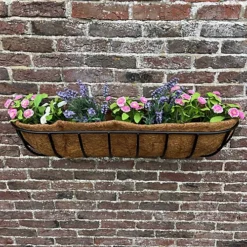 Set Of 2 Manor Garden Black Metal Wall Basket Manger Trough Planters (90cm) -Outsunny Garden Zone set of 2 manor garden black metal wall basket manger trough planters 90cm 5060575100432 03c MP