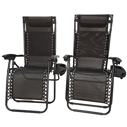 Set Of 2 Multi Position Garden Gravity Relaxer Chair Sun Lounger With Sun Canopy In Black 3 Set Of 2 Multi Position Garden Gravity Relaxer Chair Sun Lounger With Sun Canopy In Black - Image 3