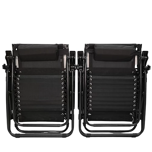 Set Of 2 Multi Position Garden Gravity Relaxer Chair Sun Lounger With Sun Canopy In Black 4 Set Of 2 Multi Position Garden Gravity Relaxer Chair Sun Lounger With Sun Canopy In Black - Image 4