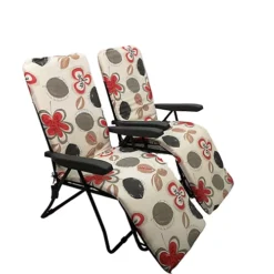 Set Of 2 Padded Outdoor Garden Patio Recliner / Sun Lounger With Flowers -Outsunny Garden Zone set of 2 padded outdoor garden patio recliner sun lounger with flowers5056589112097 04c MP