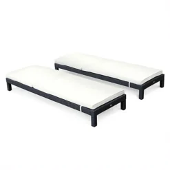 Set Of 2 Rattan Sun Loungers Ready Assembled Reinforced Aluminum - Pisa - Black Rattan Off-white Cushion -Outsunny Garden Zone set of 2 rattan sun loungers ready assembled reinforced aluminum pisa black rattan off white cushion3760216535303 04c MP