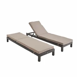 Set Of 2 Rattan Sun Loungers Ready Assembled Reinforced Aluminum - Pisa - Brown Rattan Beige-Brown Cushion 6 Set Of 2 Rattan Sun Loungers Ready Assembled Reinforced Aluminum - Pisa - Brown Rattan Beige-Brown Cushion -Outsunny Garden Zone set of 2 rattan sun loungers ready assembled reinforced aluminum pisa brown rattan beige brown cushion3760247262858 03c MP