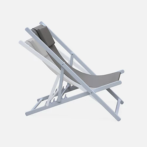 Set Of 2 Sun Loungers - Adjustable Deck Chairs With Headrests Made From Aluminium Frame - Gaia - White Frame Brown Textilene 4 Set Of 2 Sun Loungers - Adjustable Deck Chairs With Headrests Made From Aluminium Frame - Gaia - White Frame Brown Textilene - Image 4