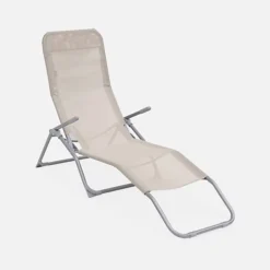 Set Of 2 Textilene Sun Loungers - 2 Positions - Levito - Taupe -Outsunny Garden Zone set of 2 textilene sun loungers 2 positions levito taupe3760247264548 04c MP