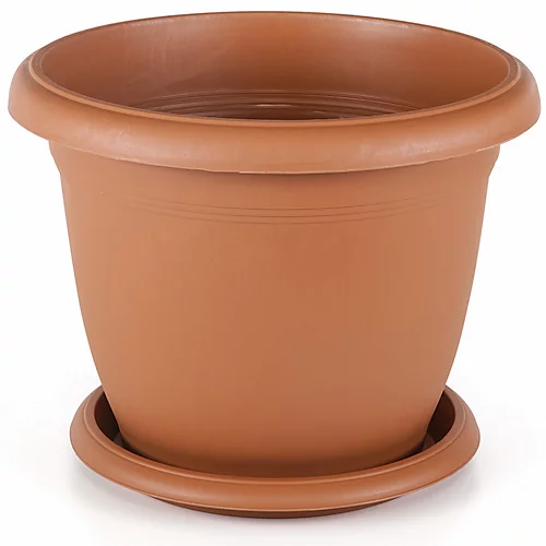 Set Of 4 Terracotta Round Plastic Plant Pot Garden Patio Flower Planter Tub And Saucer Tray V507 31cm 8.8 Litre 3 Set Of 4 Terracotta Round Plastic Plant Pot Garden Patio Flower Planter Tub And Saucer Tray V507 31cm 8.8 Litre - Image 3
