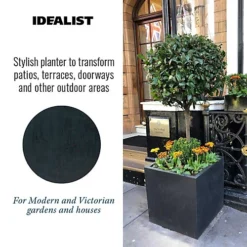 Set Of Two IDEALIST Square Box Faux Lead Dark Grey Light Concrete Planters: L40 W40 H40 Cm, 65L + L50 W50 H50 Cm, 126L -Outsunny Garden Zone set of two idealist square box faux lead dark grey light concrete planters l40 w40 h40 cm 65l l50 w50 h50 cm 126l6236245001227 03c MP