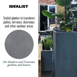 Set Of Two IDEALIST Tall Square Faux Lead Dark Grey Light Concrete Planters: L21 W21 H50 Cm, 22L + L21 W21 H50 Cm, 22L -Outsunny Garden Zone set of two idealist tall square faux lead dark grey light concrete planters l21 w21 h50 cm 22l l21 w21 h50 cm 22l9120909456348 03c MP