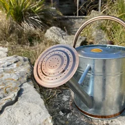 Silver & Copper Trim Metal Watering Can With Rose (9 Litre) 6 Silver & Copper Trim Metal Watering Can With Rose (9 Litre) -Outsunny Garden Zone silver copper trim metal watering can with rose 9 litre 5060575102238 03c MP