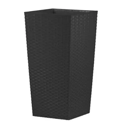 Simpa 12L Black Rattan Plant Pots Set -Outsunny Garden Zone simpa 12l black rattan plant pots set0793198251629 03c MP