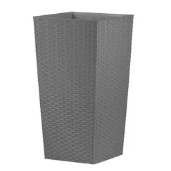 Simpa 27L Grey Rattan Plant Pots Set -Outsunny Garden Zone simpa 27l grey rattan plant pots set0704725453874 03c MP