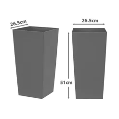 Simpa 27L Large Square Milano Grande Planter Pot - GREY Set Of 2 Pots - 51cm (H) X 26.5cm (W) X 26.5cm (D) 5 Simpa 27L Large Square Milano Grande Planter Pot - GREY Set Of 2 Pots - 51cm (H) X 26.5cm (W) X 26.5cm (D) -Outsunny Garden Zone simpa 27l large square milano grande planter pot grey set of 2 pots 51cm h x 26 5cm w x 26 5cm d 5059331209168 03c MP