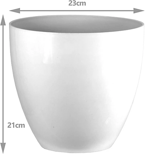 Simpa 2PC Avant-Garde White Gloss Plastic Planter 23cm (Dia). 2 Simpa 2PC Avant-Garde White Gloss Plastic Planter 23cm (Dia). - Image 2