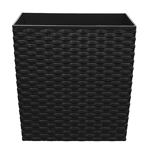 Simpa 2PC Black 15L Cubie Rattan Plastic Planters - 25cm (H) X 25cm (W) X 25cm (D) 2 Simpa 2PC Black 15L Cubie Rattan Plastic Planters - 25cm (H) X 25cm (W) X 25cm (D) - Image 2