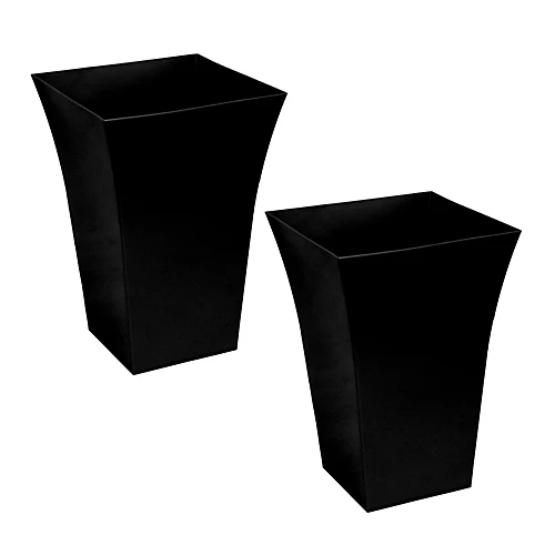 Simpa 2PC Black Large Milano Plastic Planters. 1 Simpa 2PC Black Large Milano Plastic Planters.
