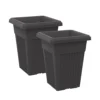 Simpa 2PC Black Sovereign Pillar Upright Planters 32cm Dia