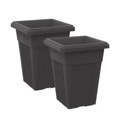 Simpa 2PC Black Sovereign Pillar Upright Planters 32cm Dia