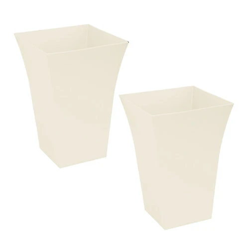 Simpa 2PC Cream Large Milano Plastic Planters. 1 Simpa 2PC Cream Large Milano Plastic Planters.