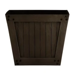 Simpa 2PC Dark Brown Slatted Wood Style Plastic Planters 40cm (Dia) -Outsunny Garden Zone simpa 2pc dark brown slatted wood style plastic planters 40cm dia 5059331202329 03c MP