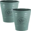 Simpa 2PC Green Country Style Gloss Plastic Planter 30cm (Dia).