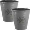 Simpa 2PC Grey Country Style Gloss Plastic Planter 40cm (Dia).