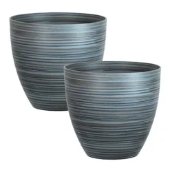 Simpa 2PC Grey Serenity Rings Plastic Planters 38cm (Dia).